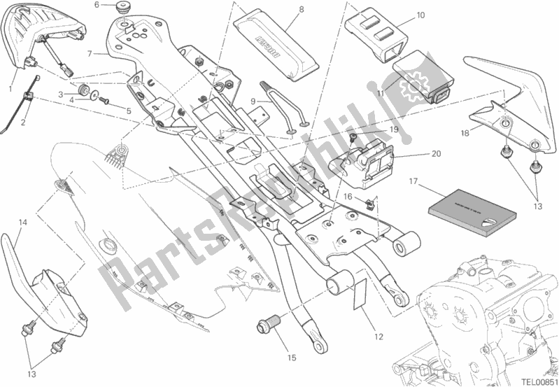 All parts for the Rear Frame Comp. Of the Ducati Monster 821 USA 2017